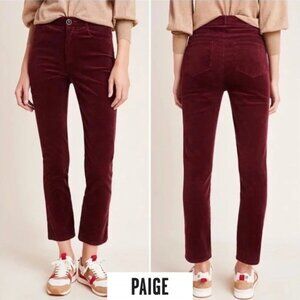 PAIGE Women’s Hoxton Ankle Corduroy Pants Burgundy Stretch‎ 1767D66-5171 Size 32
